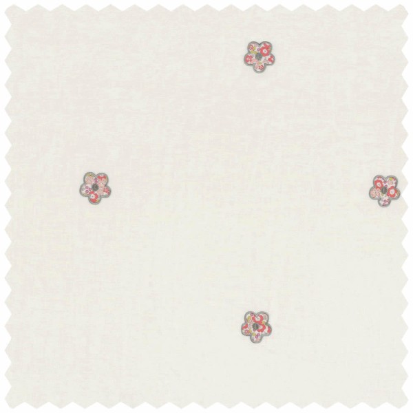 Weißer Dekostoff gestickte Blumen Rose & Nino 45580127