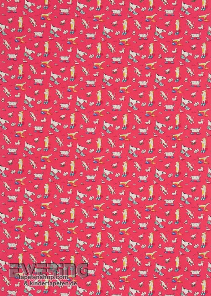 Decoration fabric red dog pattern